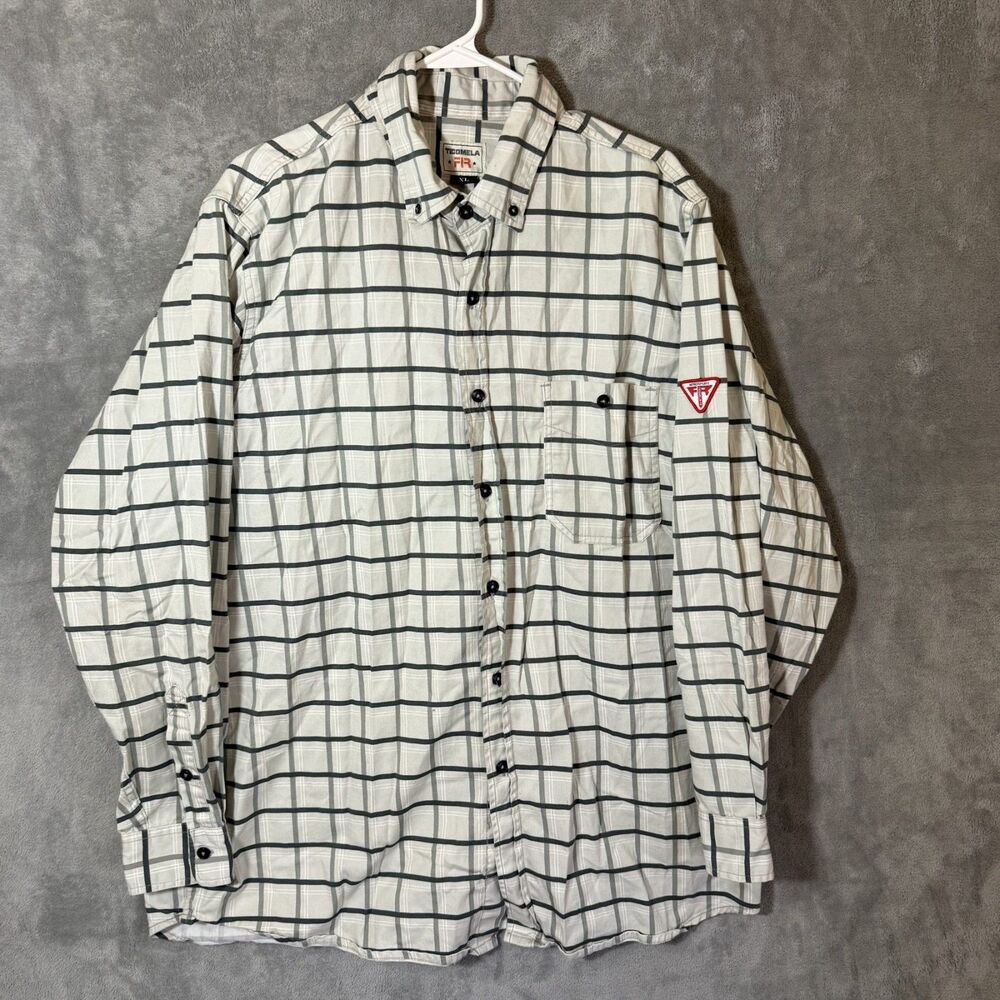 Ticomela FR Shirt Mens XL Multicolor Plaid Long Sleeve Flame Resistant Work